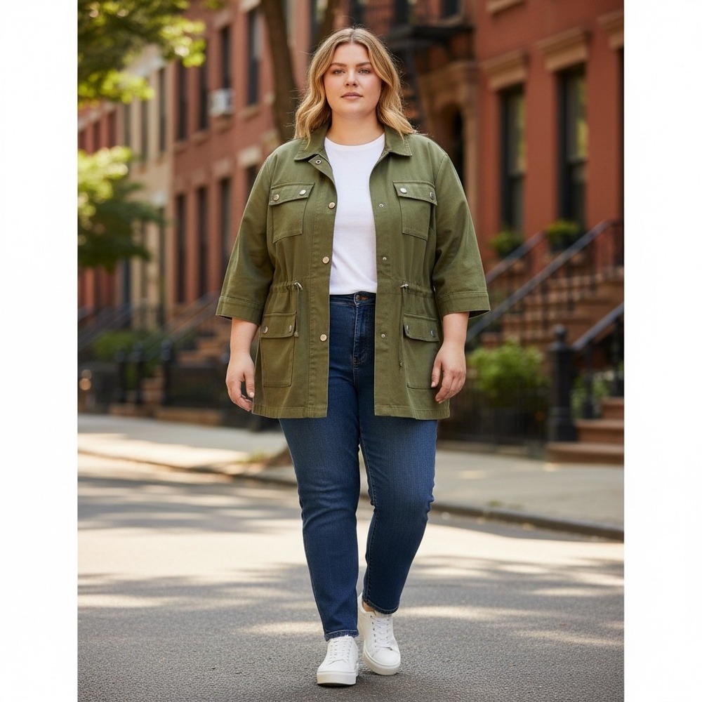 Lane Bryant x Glamour Olive Green Utility Field Jacket Size 20 1048794